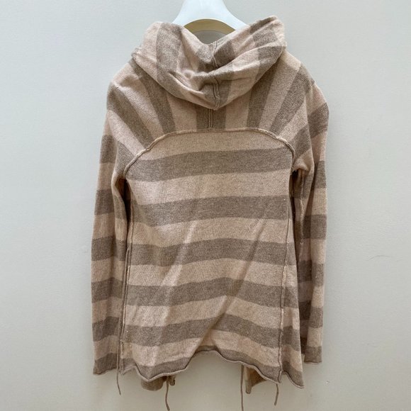 Banana Republic Cream Wool Striped Duster Cardigan Sweater, M - Picture 2 of 8